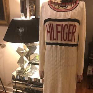 Tommy Hilfiger Red and White Long Sleeve Dress